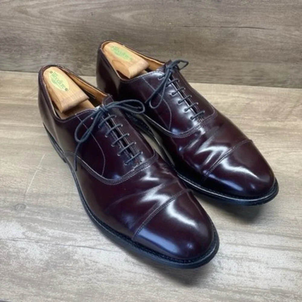 Allen Edmonds Park Avenue Cap Toe Oxfords Mens‎ 10 D5675 Burgundy Leather USA